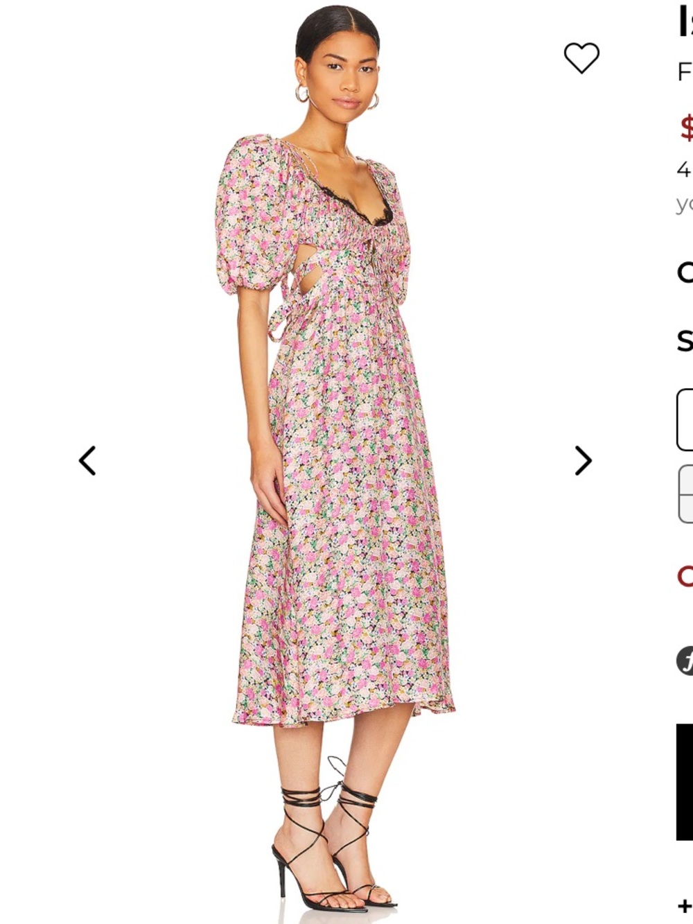 For Love & Lemons Pink Floral Halter Midi Dress
